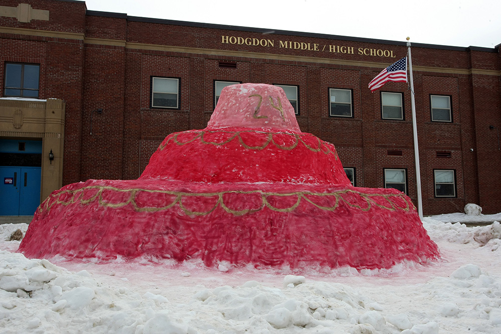 Hodgdon MiddleHigh School celebrates Spirit Week with snow sculptures