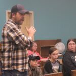 FORT KENT, Maine -- October 23, 2022 -- Mark Forino, father of a Fort Kent Elementary School student, addresses the SAD 27 school board on Monday, Oct. 23. (Jessica Potila | St. John Valley Times)