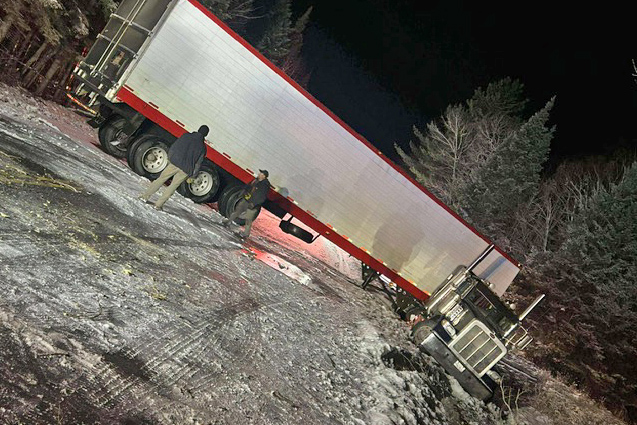 Icy conditions temporarily closed northern Maine roads on Friday